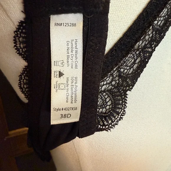 Elegant Black and Hot Pink Lace Bralette - Picture 3 of 3